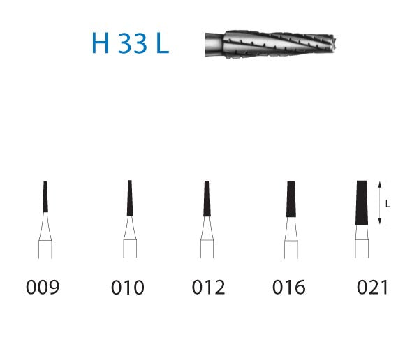 H33L.314.021  KOMET FRESA C. TUNGSTENO CONICA REDONDEADA TURBINA ø 021  5 ud.