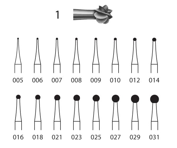 1.204.005  KOMET FRESA ACERO BOLA CONTRAANGULO ø 005  10 ud.