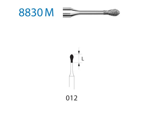 8830M.314.012 KOMET TURBINE PEAR DIAMOND BUR ø 012 FINE GRAIN 5 pc.