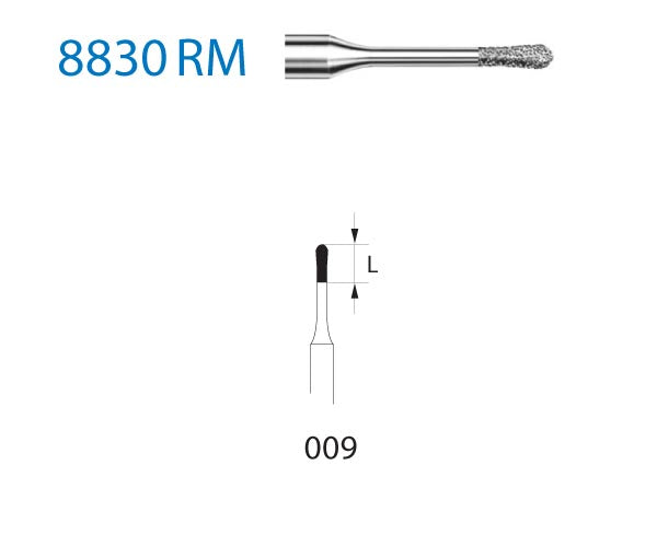 8830RM.314.009 KOMET TURBINE PEAR DIAMOND BUR ø 009 FINE GRAIN 5 pc.