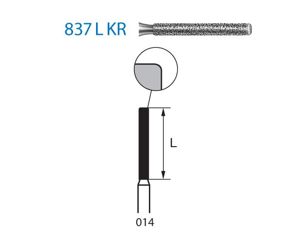 837LKR.314.014 KOMET MADUIXA DIAMANT CILÍNDRICA VORA ARRODONIDA TURBINA ø 014 GRA ESTANDAR 5 u.