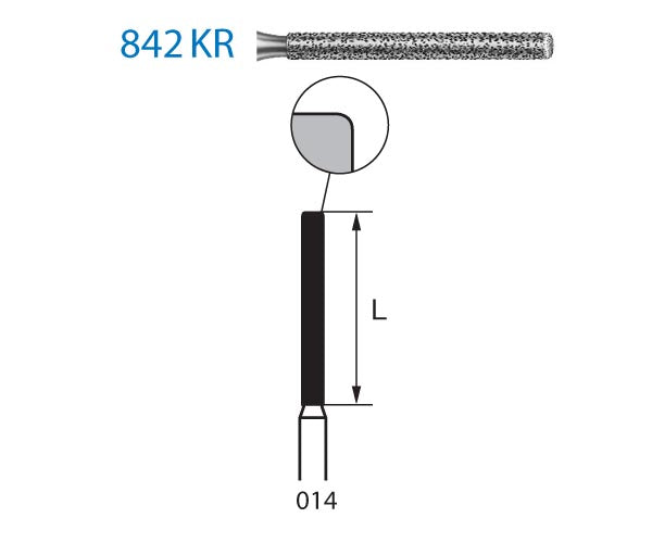 842KR.314.014 KOMET DIAMOND CYLINDRICAL MILL ROUNDED EDGE TURBINE ø 014 STANDARD GRAIN 5 pcs.