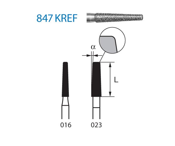 847KREF.314.016 KOMET MADUIXA DIAMANT CONICA VORA ARRODONIAT TURBINA ø 016 GRA EXTRA FINO 5 u.