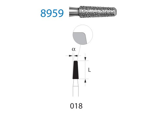 8959KR.314.018 KOMET MADUIXA DIAMANT CONICA VORA ARRODONIAT TURBINA ø 018 GRA FINO 5 u.