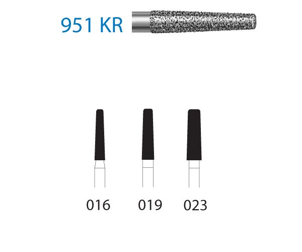 951KR.314.016 KOMET CONICAL DIAMOND CUTTER ROUNDED EDGE TURBINE ø 016 STANDARD GRAIN 5 pcs.