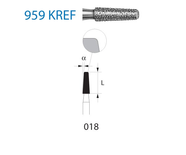 959KREF.314.018 KOMET MADUIXA DIAMANT CONICA VORA ARRODONIAT TURBINA ø 018 GRA EXTRA FINO 5 u.