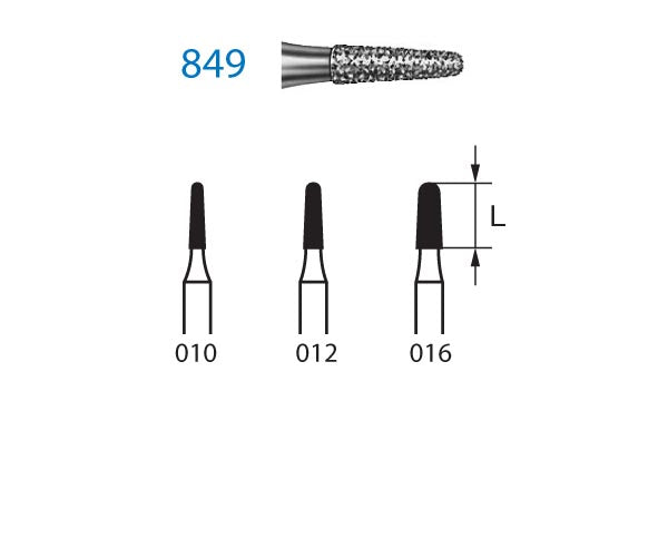 849.314.010  KOMET FRESA DIAMANTE CONICA REDONDEADA TURBINA ø 010 GRANO ESTANDAR 5 ud.