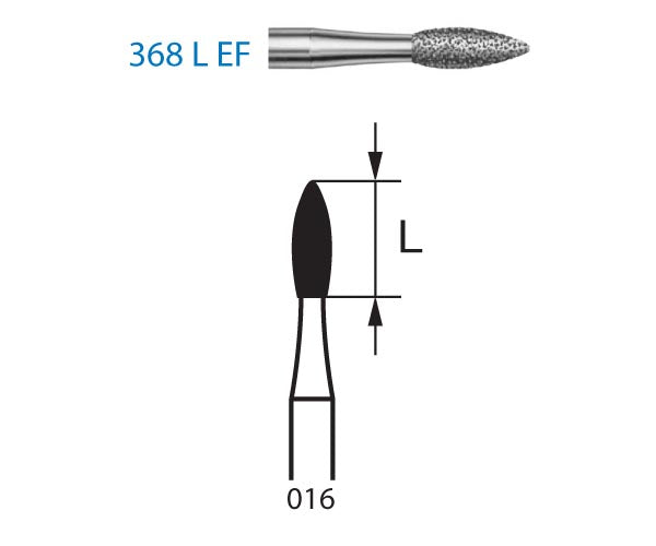 368LEF.314.016 KOMET DIAMOND CUTTER FOR RUGBY BALL TURBINE ø 016 EXTRA FINE GRIT 5 pc.