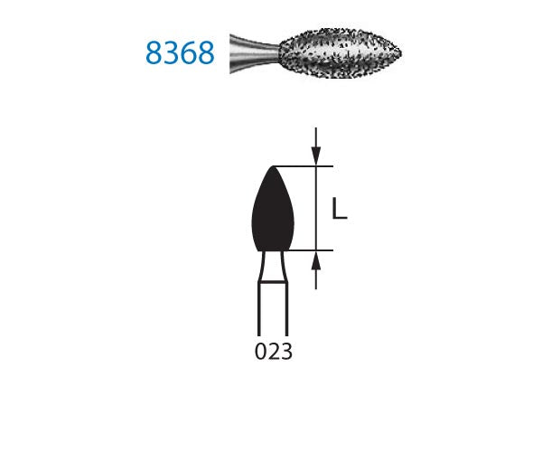 8368.315.023  KOMET FRESA DIAMANTE BALON RUGBY TURBINA LARGO ø 023 GRANO FINO 5 ud.
