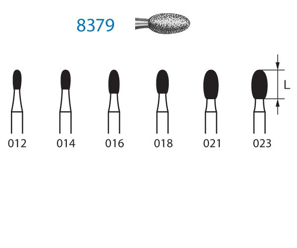 8379.314.018  KOMET FRESA DIAMANTE HUEVO TURBINA ø 018 GRANO FINO 5 ud.