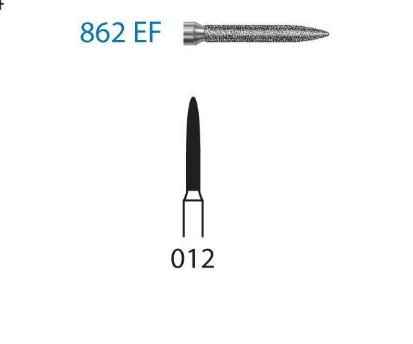 862EF.204.012  KOMET FRESA DIAMANTE LLAMA CONTRAANGULO ø 012 GRANO EXTRA FINO 5 ud.