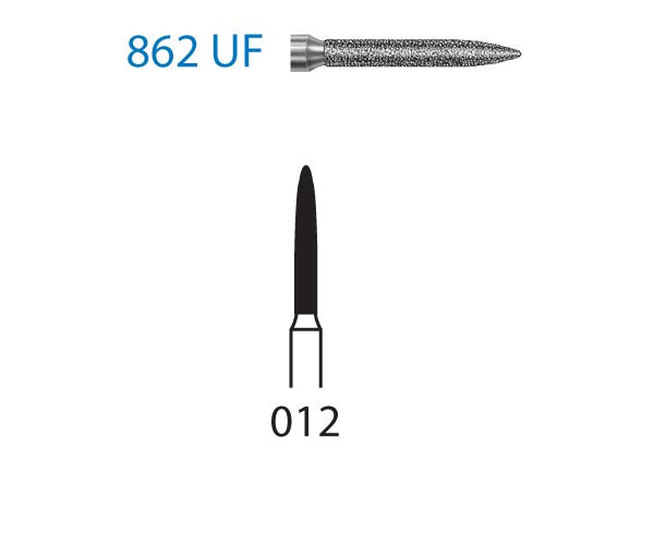 862UF.314.012  KOMET FRESA DIAMANTE LLAMA TURBINA ø 012 GRANO ULTRA FINO 5 ud.
