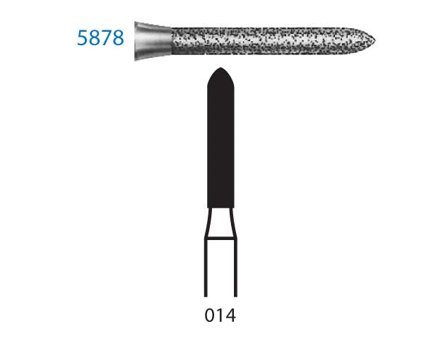 5878.314.014  KOMET FRESA DIAMANTE TORPEDO TURBINA ø 014 GRANO SUPER GRUESO 5 ud.