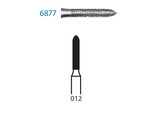 6877.313.012  KOMET FRESA DIAMANTE TORPEDO TURBINA CORTO ø 012 GRANO GRUESO 5 ud.
