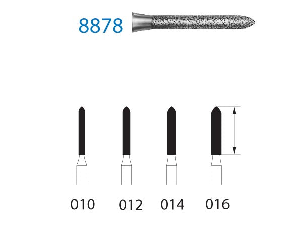 8878.314.012  KOMET FRESA DIAMANTE TORPEDO TURBINA ø 012 GRANO FINO 5 ud.