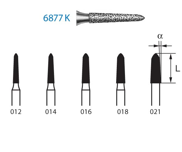6877K.314.021 KOMET CONICAL TORPEDO DIAMOND TURBINE CUTTER ø 021 COARSE GRAIN 5 units