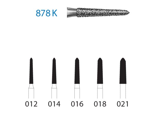 878K.314.021  KOMET FRESA DIAMANTE TORPEDO CONICA TURBINA ø 021 GRANO ESTANDAR 5 ud.