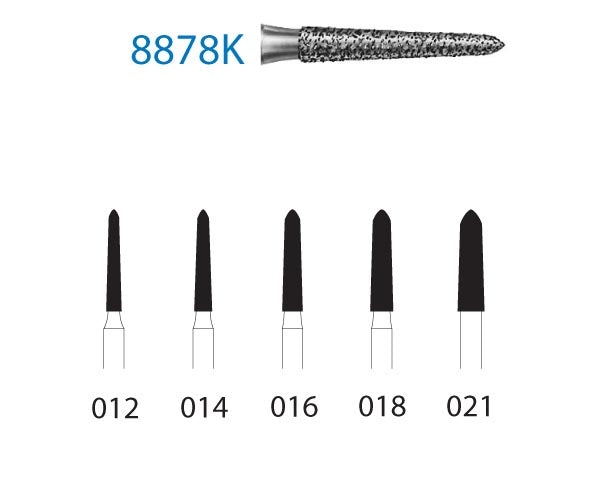 8878K.314.018 KOMET MADUIXA DIAMANT TORPEDO CONICA TURBINA ø 018 GRA FINO 5 u.