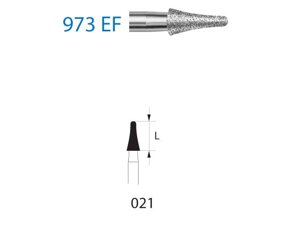 973EF.314.021  KOMET FRESA DIAMANTE FORMAS ESPECIALES TURBINA ø 021 GRANO EXTRA FINO 5 ud.