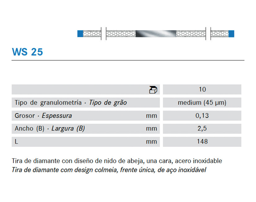 TIRAS PULIR KOMET WS25.0. KOMET diamante 10 ud