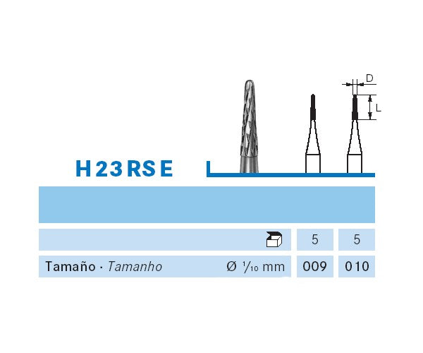 H23RSE.104.010 KOMET FRESA C. TUNGSTENO CONICA REDONDEADA PIEZA DE MANO ø 010 - 5uds
