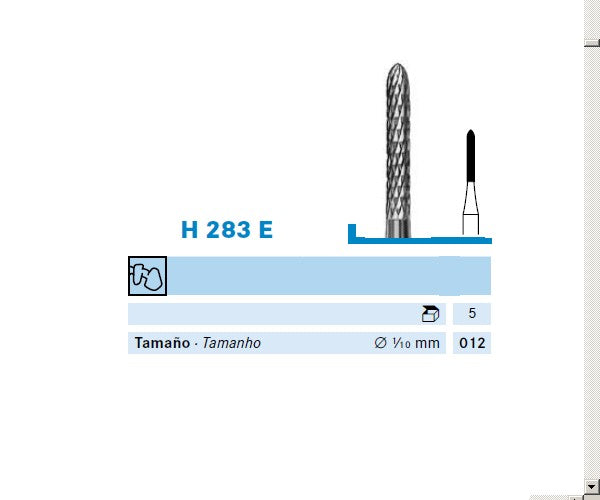 H283E.104.012 KOMET FRESA C. TUNGSTENO TORPEDO PIEZA DE MANO ø 012 - 5uds