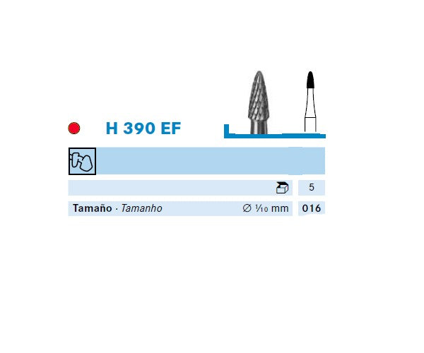 H390EF.104.016 KOMET TUNGSTEN BURNER GRENADE HANDPIECE ø 016 - 5pcs