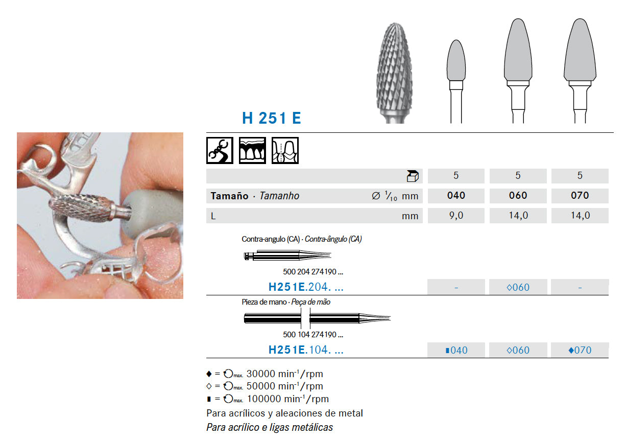 H251E.204.060 KOMET MADUIXA C. TUNGSTENO BELLOTA CONTRAANGULO ø 060 - 1uds