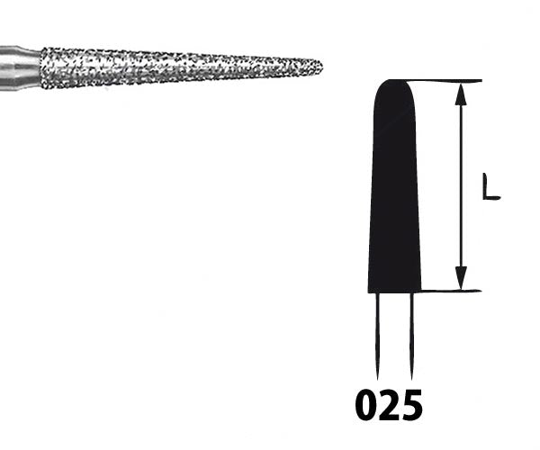 850.104.025 KOMET FRESA DIAMANTE CONICA REDONDEADA PIEZA DE MANO ø 025 - 1uds