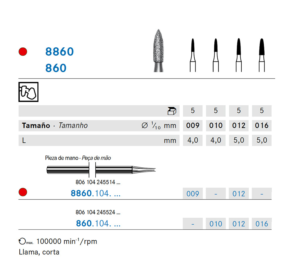 860.104.010 KOMET MADUIXA DIAMANT TRUCA PEÇA DE MÀ ø 010 - 5uds