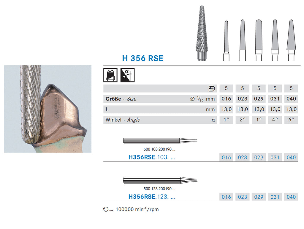 H356RSE.103.031 KOMET MADUIXA C. TUNGSTENO CONICA ARRODONIDA PEÇA DE MÀ CURT ø 031 - 1uds