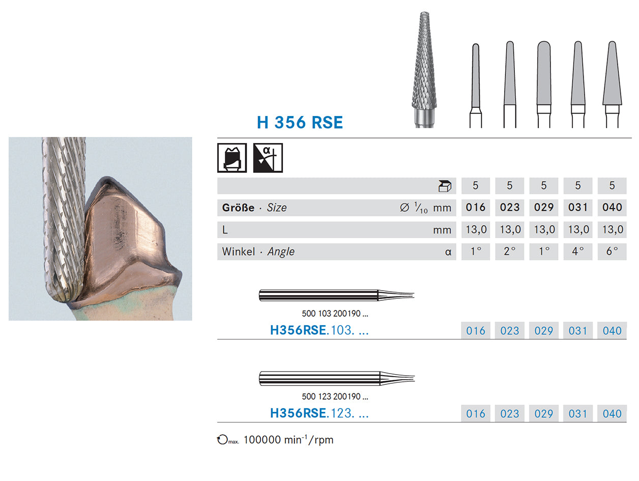 H356RSE.103.031 KOMET MADUIXA C. TUNGSTENO CONICA ARRODONIDA PEÇA DE MÀ CURT ø 031 - 1uds