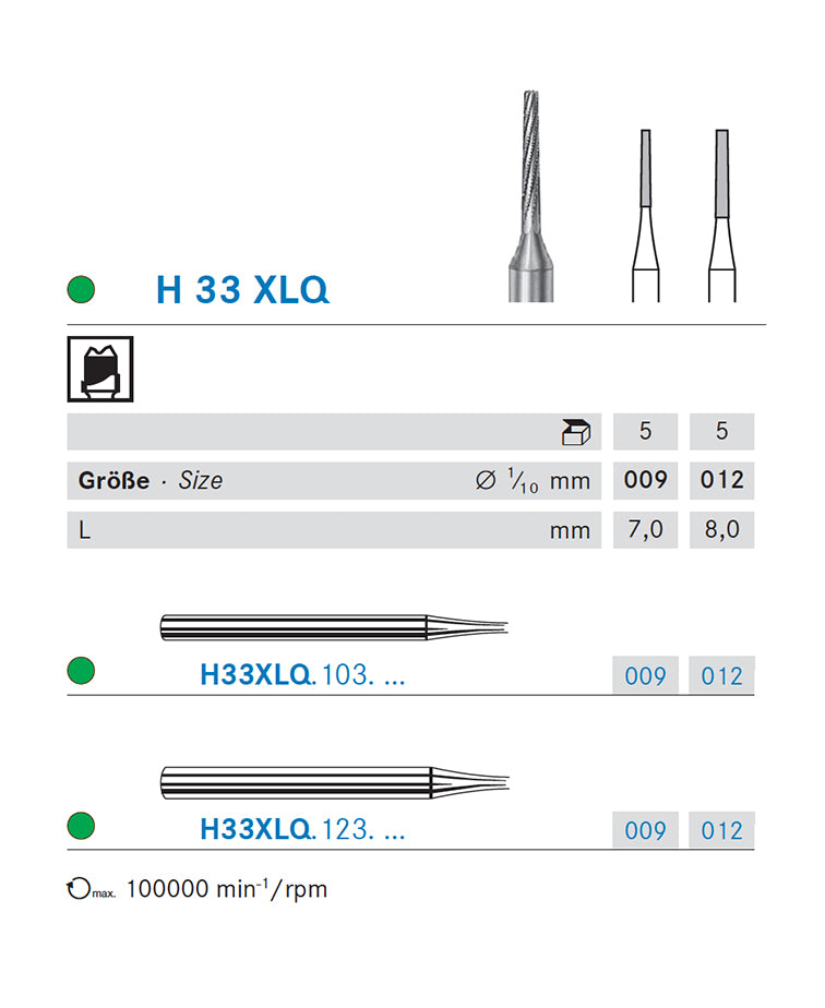 H33XLQ.103.009 KOMET TUNGSTEN CONICAL LONG BURN SHORT HANDPIECE ø 009 - 1 unit