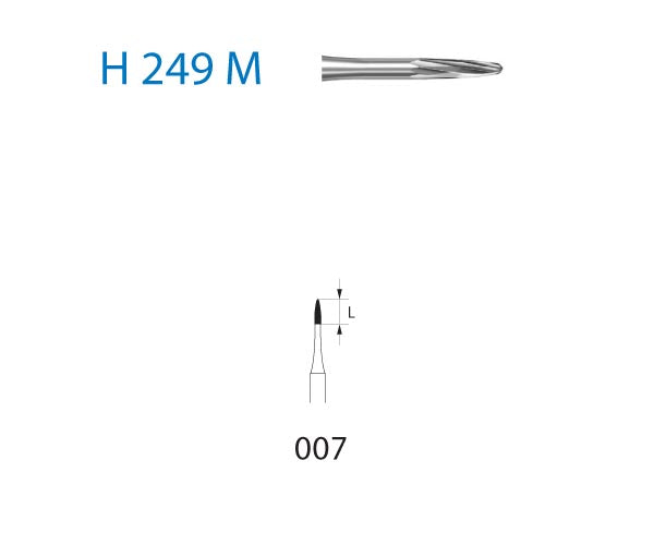 H249M.314.007  KOMET FRESA C. TUNGSTENO LANZA TURBINA ø 007  5 ud.