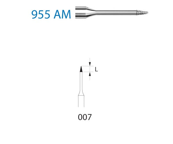 955AM.314.007  KOMET FRESA DIAMANTE PUNTIAGUDA TURBINA ø 007 GRANO ESTANDAR 5 ud.