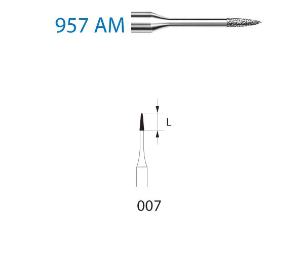 957AM.314.007  KOMET FRESA DIAMANTE LANZA TURBINA ø 007 GRANO ESTANDAR 5 ud.