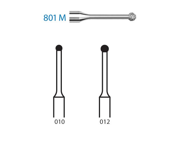 801M.314.010  KOMET FRESA DIAMANTE BOLA TURBINA ø 010 GRANO ESTANDAR 5 ud.