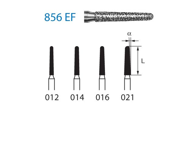 856EF.314.021 KOMET ROUNDED CONICAL DIAMOND BUR TURBINE ø 021 EXTRA FINE GRIT 5 pc.