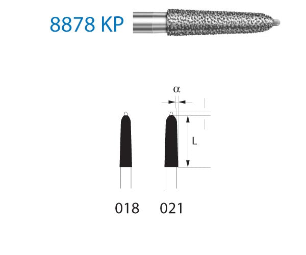 8878KP.314.018 KOMET MADUIXA DIAMANT TORPEDO CONICO PUNTA GUIA TURBINA ø 018 GRA FINO 5 u.