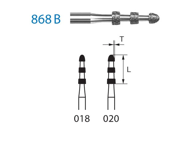 868B.314.018  KOMET FRESA DIAMANTE FORMAS ESPECIALES TURBINA ø 018 GRANO ESTANDAR 5 ud.