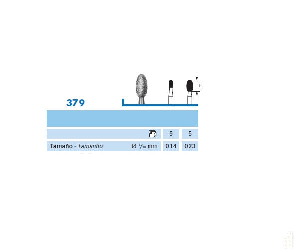379.104.023 KOMET FRESA DIAMANTE HUEVO PIEZA DE MANO ø 023 - 5uds