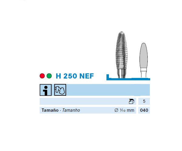 H250NEF.104.040 KOMET TUNGSTEN ACORN HANDPIECE ø 040 - 1 unit