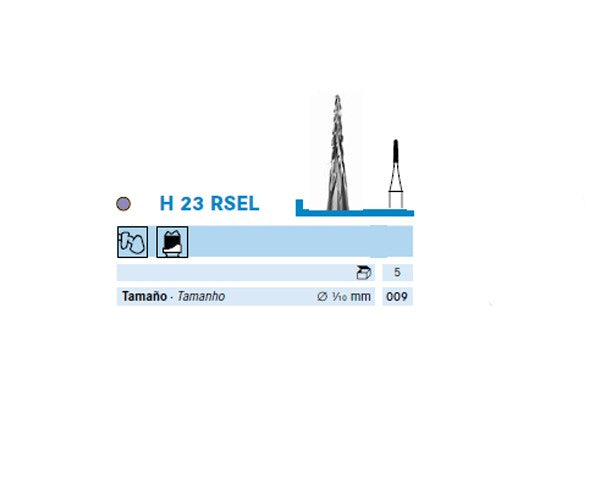 H23RSEL.104.009 KOMET TUNGSTEN CONICAL ROUNDED BURN FOR HANDPIECE ø 009 - 5 units
