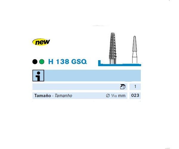 H138GSQ.104.023 KOMET TUNGSTEN CONICAL ROUNDED BURN FOR HANDPIECE ø 023 - 1 unit