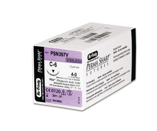 HU-FRIEDY SUTURE PGA 70cm 4-0 6 reverse 3/8