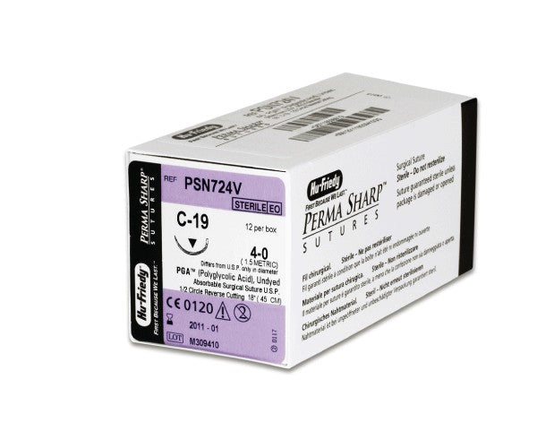 SUTURA HU-FRIEDY PGA incolor 4-0 19 invers 1/2