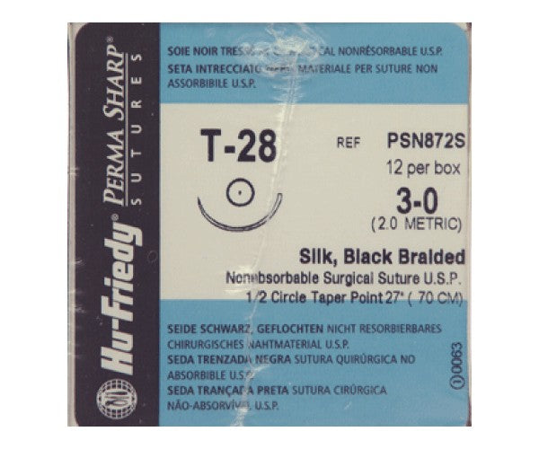HU-FRIEDY SUTURE black silk 28 mesh 1/2 circle