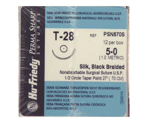 HU-FRIEDY SUTURE black silk 28 mesh 1/2 circle