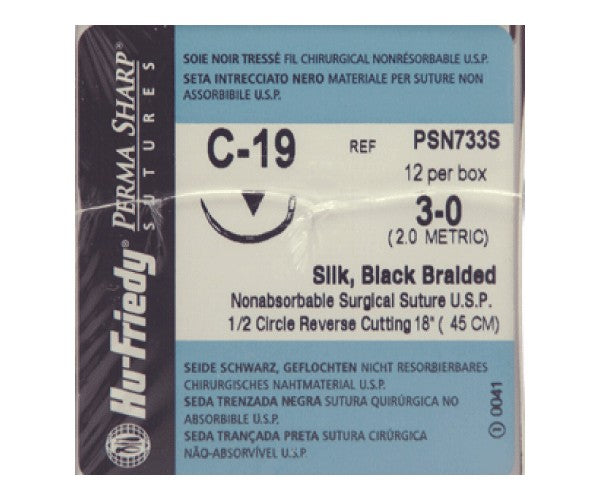 HU-FRIEDY SUTURE silk 3-0 19 reverse 1/2
