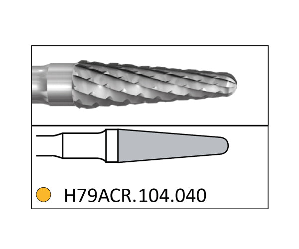 H79ACR.104.040 KOMET TUNGSTEN CONICAL ROUNDED BURNER FOR HANDPIECE ø 040 - 1 unit